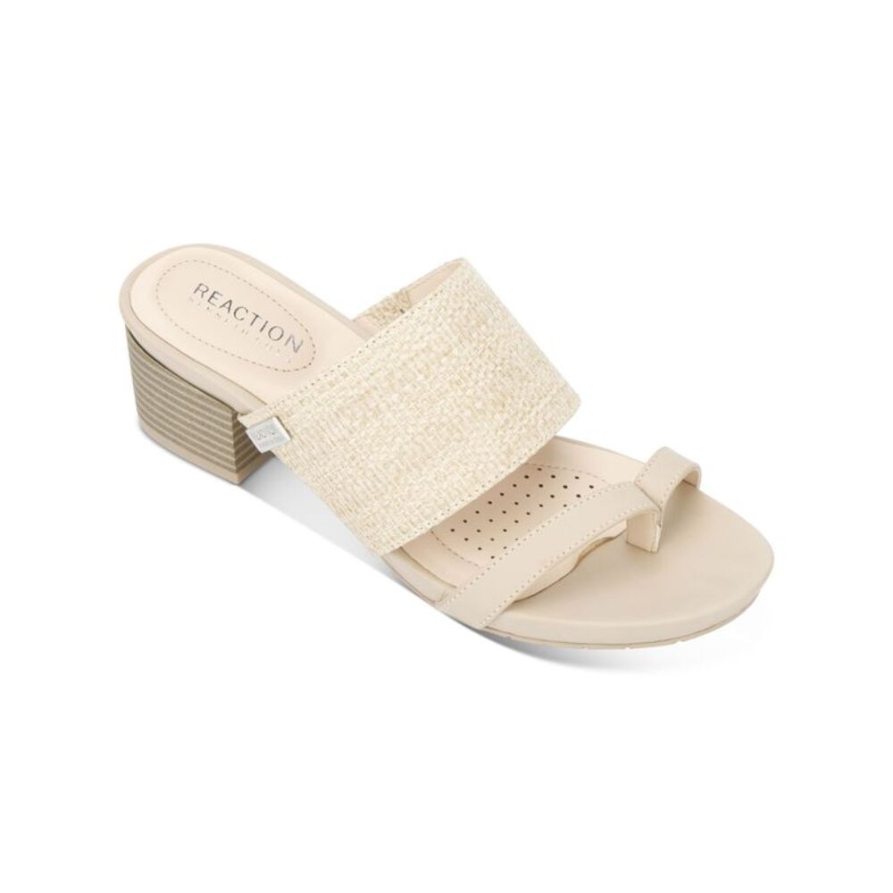 KENNETH COLE Womens Beige Toe Loop Logo Late Mule Slip On Thong Sandals 6 M